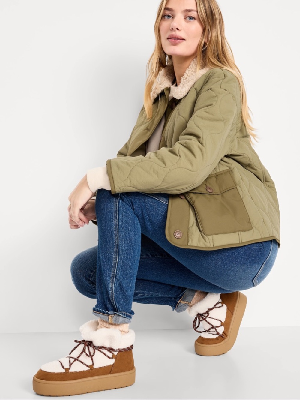 Women’s Cozy Lace-Up Platform Booties | Old Navy